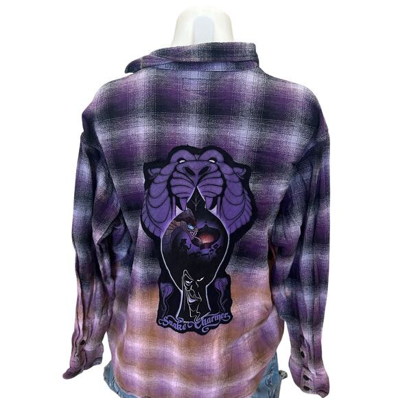 Jafar Aladdin Flannel Plaid Shirt Shacket SMALL Oversized Unique Upcycled Disney - Picture 1 of 6